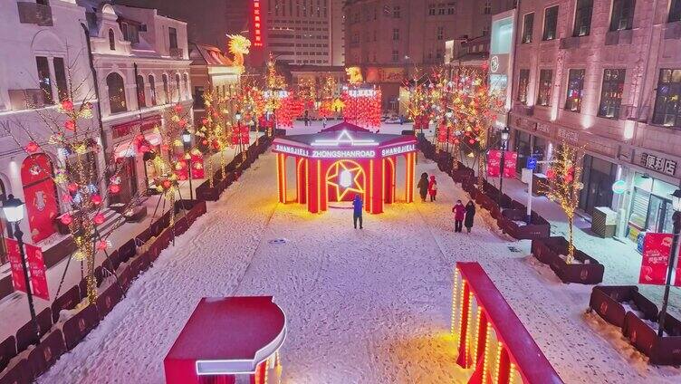 航拍-逛街里节-四方路大鲍岛雪中夜景