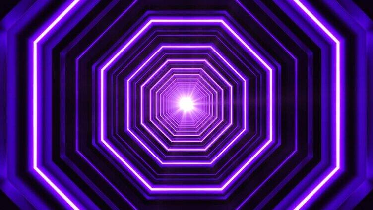 紫色几何形状环形霓虹隧道
