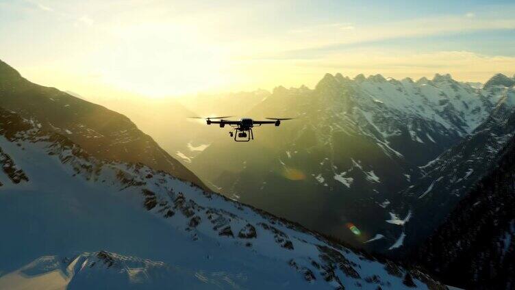 无人机作业 飞跃雪山