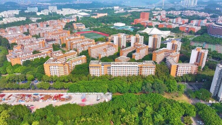 华南理工大学大学城校区航拍校园广州风景风