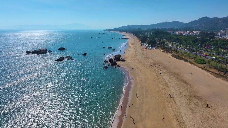 东海大海海边海水海浪沙滩海滩航拍风景唯美