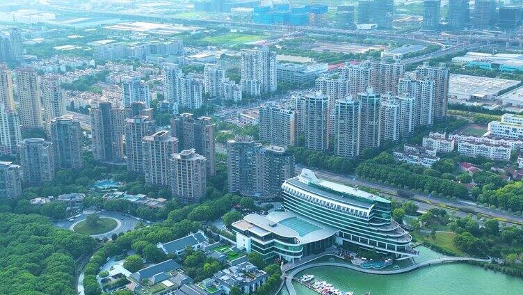 江苏苏州金鸡湖景区东方之门唯美大气城市素