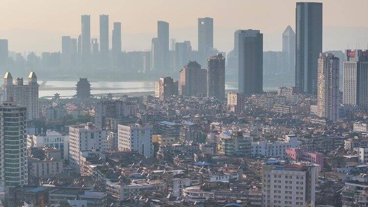 江西南昌东湖区航拍城市风景风光高楼大厦摩