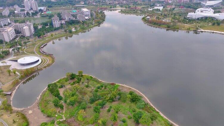 福州旗山湖公园航拍闽侯县福建城市风景风光