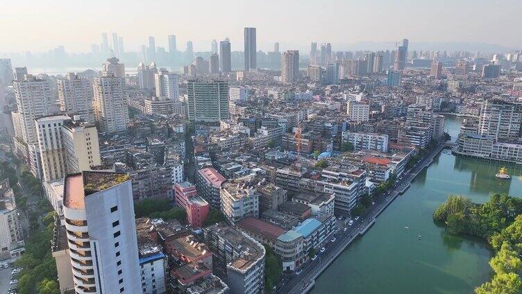 江西南昌东湖区城市地标航拍风景风光全景大