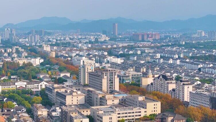 浙江绍兴越城区高楼大厦航拍摩天大楼城市风