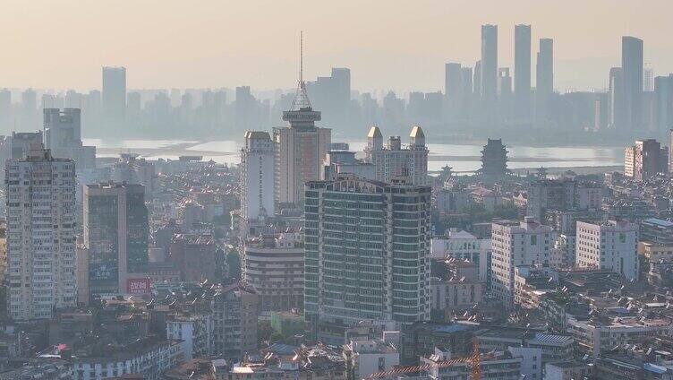 江西南昌东湖区航拍城市风景风光高楼大厦摩