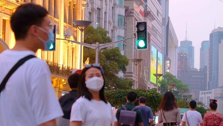 上海市南京东路逛街购物旅游人群行人人流游