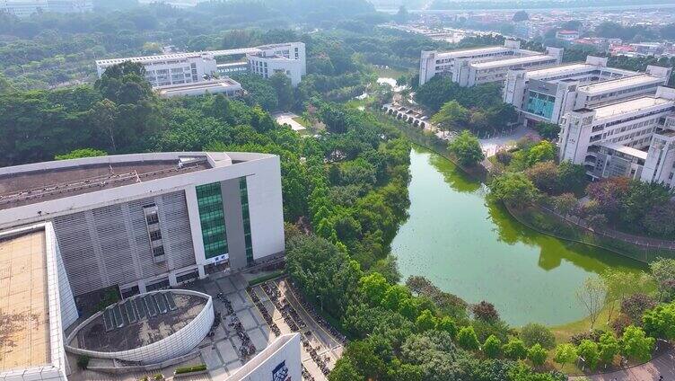 华南师范大学广州校区航拍大学城校园风景风