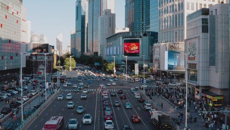 商业 商圈城市街景 车流 城市航拍CBD