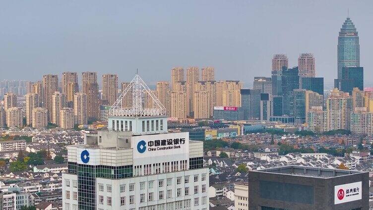 浙江绍兴城市地标航拍旅游景区景点城市风景