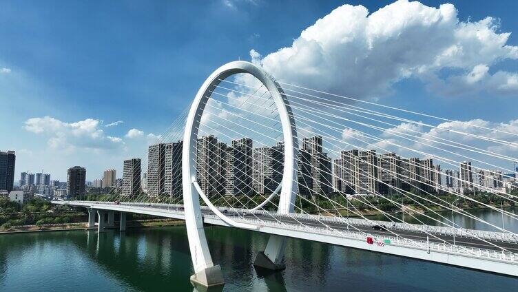 广西柳州白沙大桥 大桥航拍城市宣传
