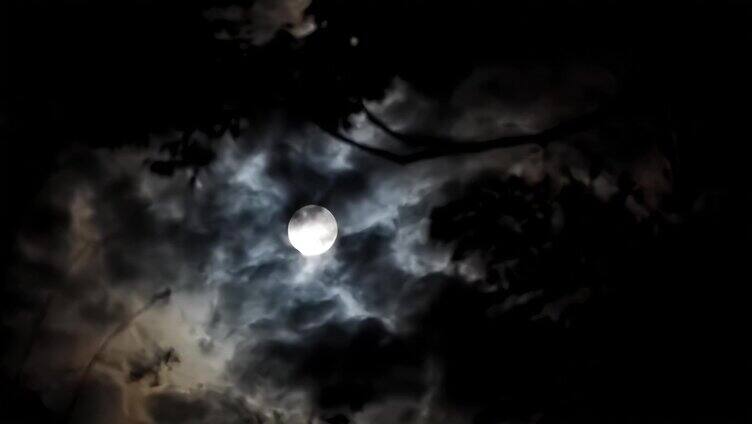 月亮明月夜空_延时拍摄