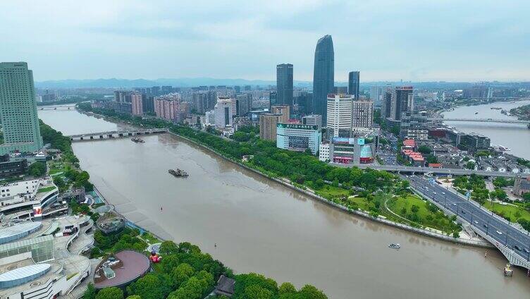 浙江省宁波市江北区老外滩街景外滩大桥宁波