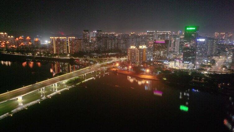 福州台江区金山大桥立交桥航拍车流夜晚夜景