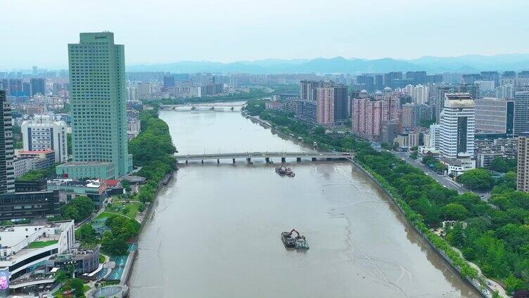 浙江省宁波市江北区老外滩街景外滩大桥