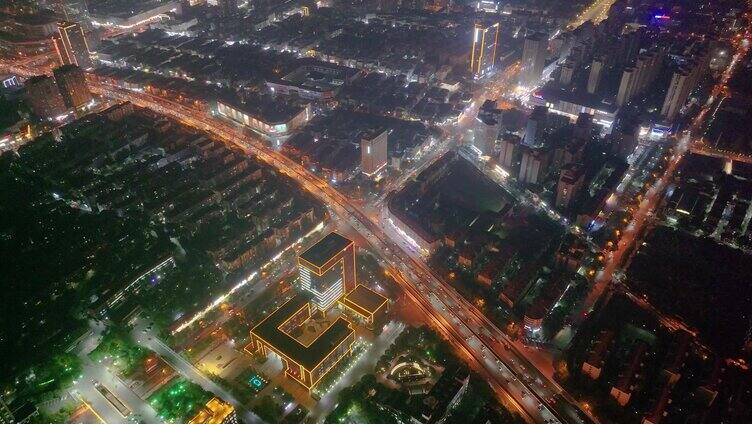 涧塘立交桥车流交通航拍长沙夜景夜晚车辆岳