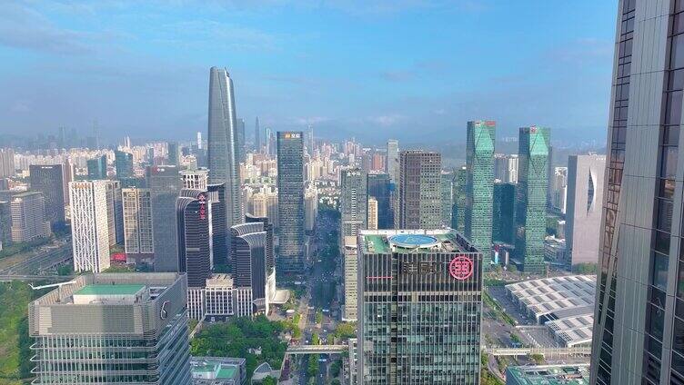 中国银行大楼深圳中心区支行航拍城市高楼