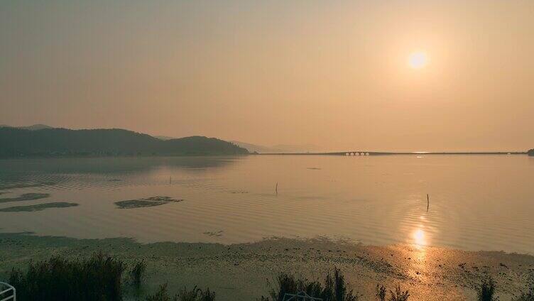 苏州太湖 西山日落航拍