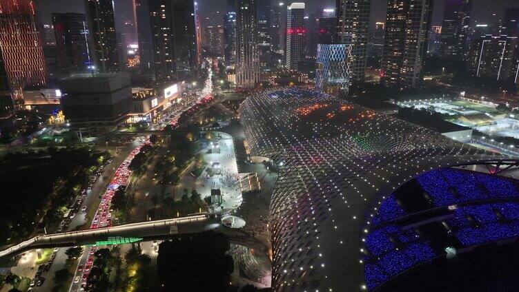 中国华润大厦深圳人才公园南山区航拍夜晚