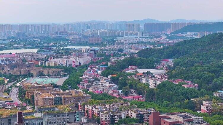 湖南长沙岳麓区湘江橘子洲风景区航拍城市风