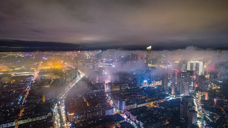 沈阳城市夜景航拍