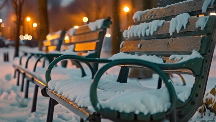 唯美城市雪景下雪天夜晚夜景ai素材原创