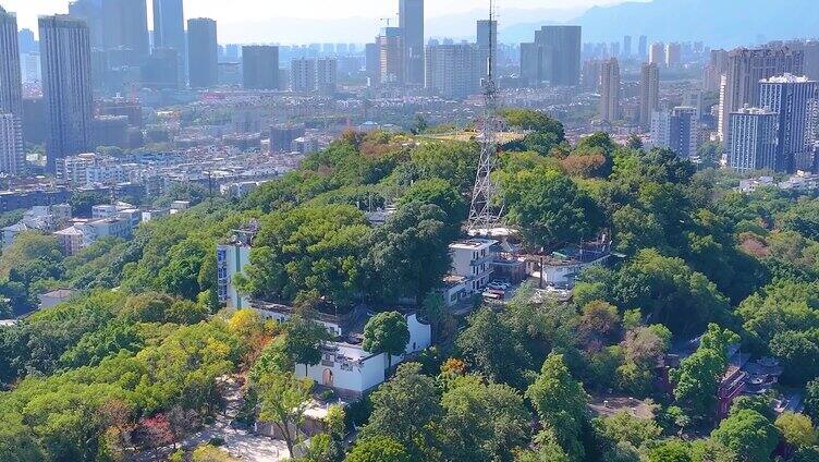 乌山历史风貌区风景区航拍福州鼓楼区乌山路