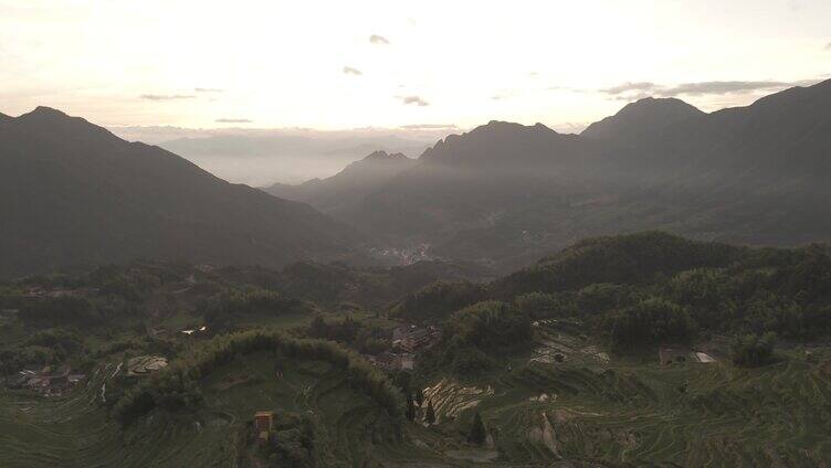 云和梯田日出航拍素材