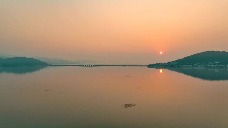 太湖 黄昏 日落 航拍  