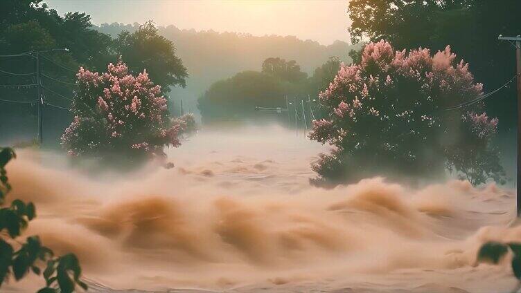 特大暴风雨洪灾洪水山洪