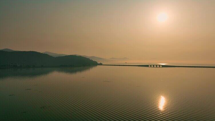 苏州 太湖 黄昏 航拍 