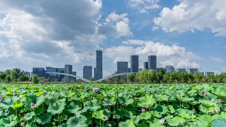 杭州未来科技城蓝天白云延时