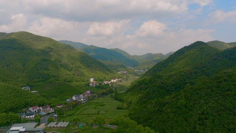 群山竹林航拍浙江湖州