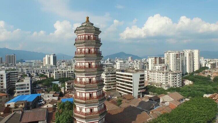 高清航拍古建筑古塔