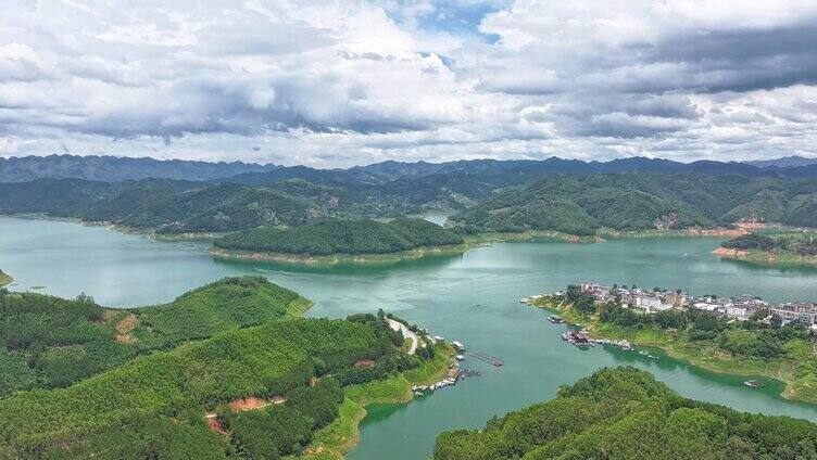 延时航拍河湖山川绿水青山蓝天白云大好河山