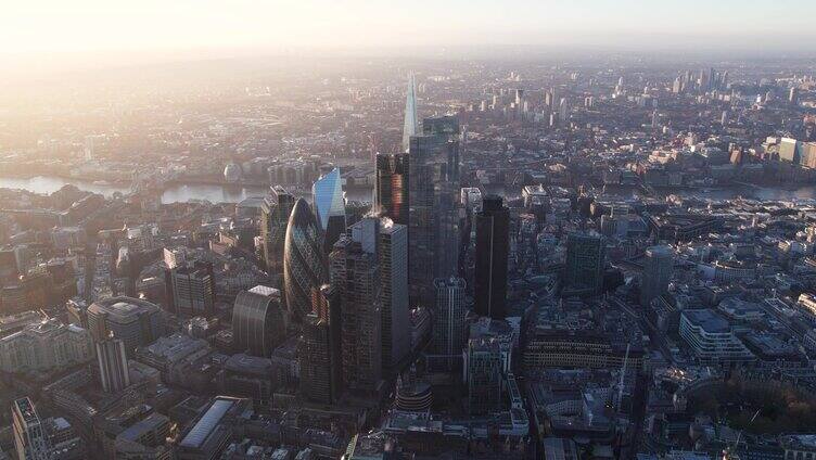 4K高清欧洲英国伦敦街道城市建筑航拍