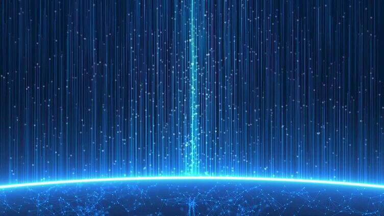 超宽屏-唯美蓝色科技粒子上升背景