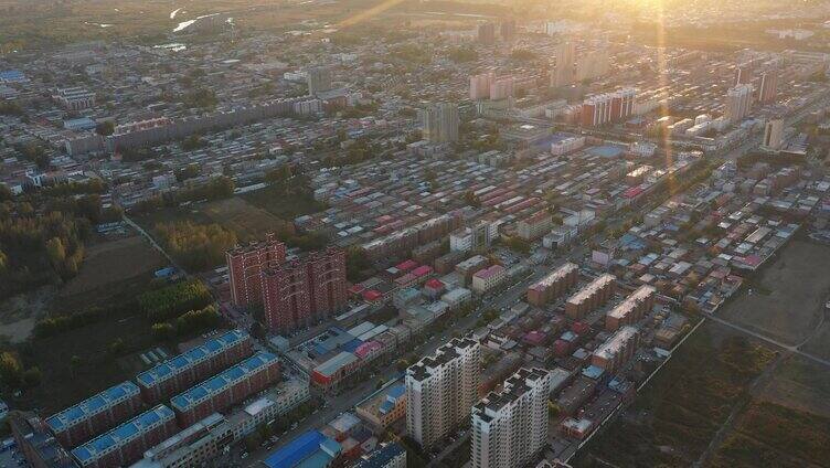 城市航拍日出