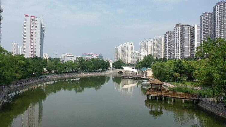 航拍济宁城区运河