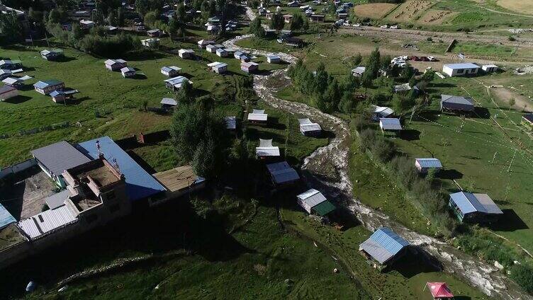 航拍西藏风光蓝天白云草原大山美景旅行度假