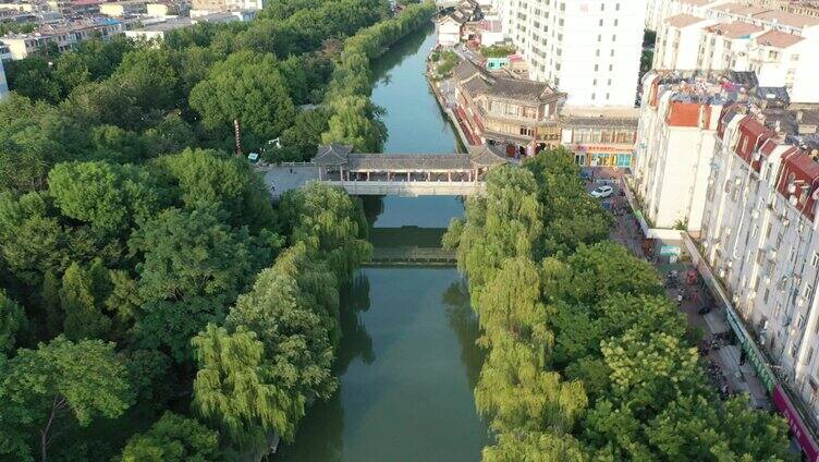 航拍济宁城区古运河