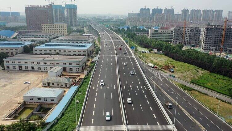 航拍济宁城市道路马路