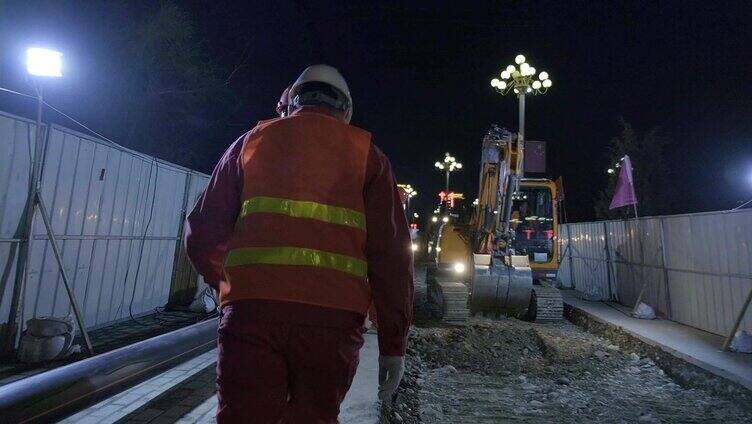 夜间工地施工现场