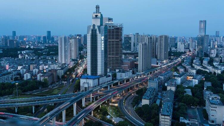 合肥市蜀山区五里墩大桥日转夜延时摄影