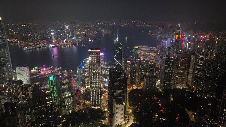 香港夜景，维多利亚港