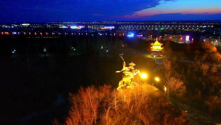 新疆北屯夜景航拍 城市夜景