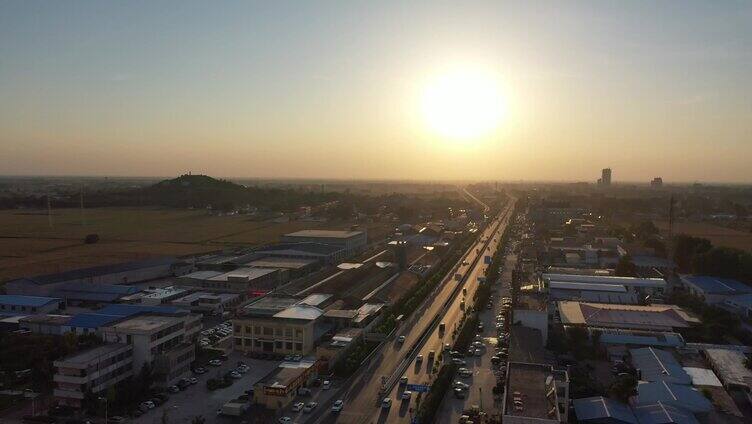 城市日落夕阳