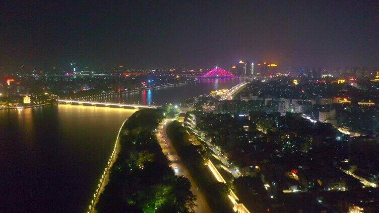 广东潮州广济桥夜景航拍