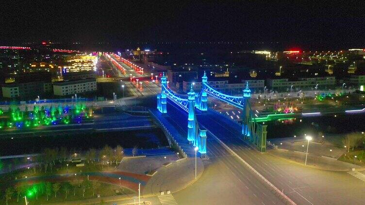 新疆北屯夜景航拍城市夜景